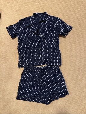GAP Navy Blue Polka Dot Short Pajama Set